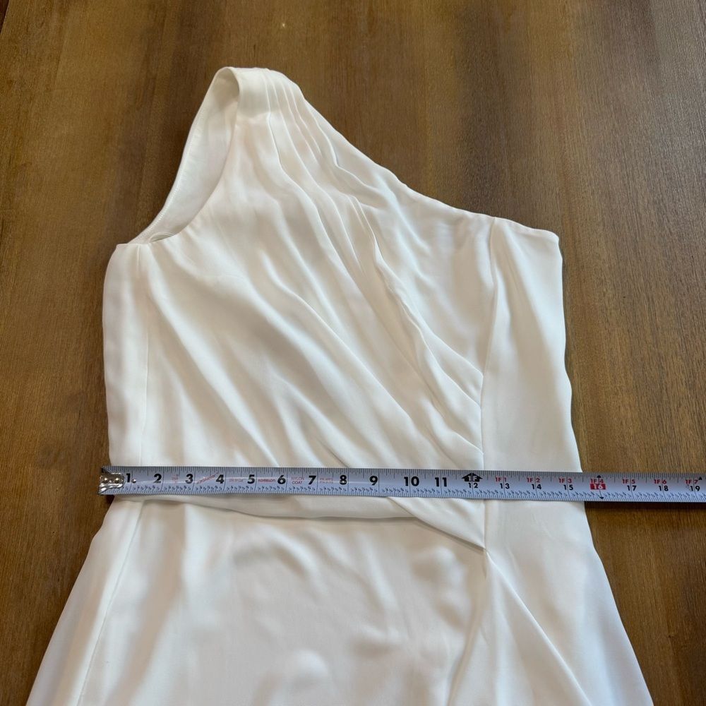 Halston Draped Maxi Dress White‎ Crepe One Shoulder Gown $553 new - Picture 4 of 14